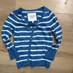 Abercrombie & Fitch Women's Blue and White Striped Cardigan